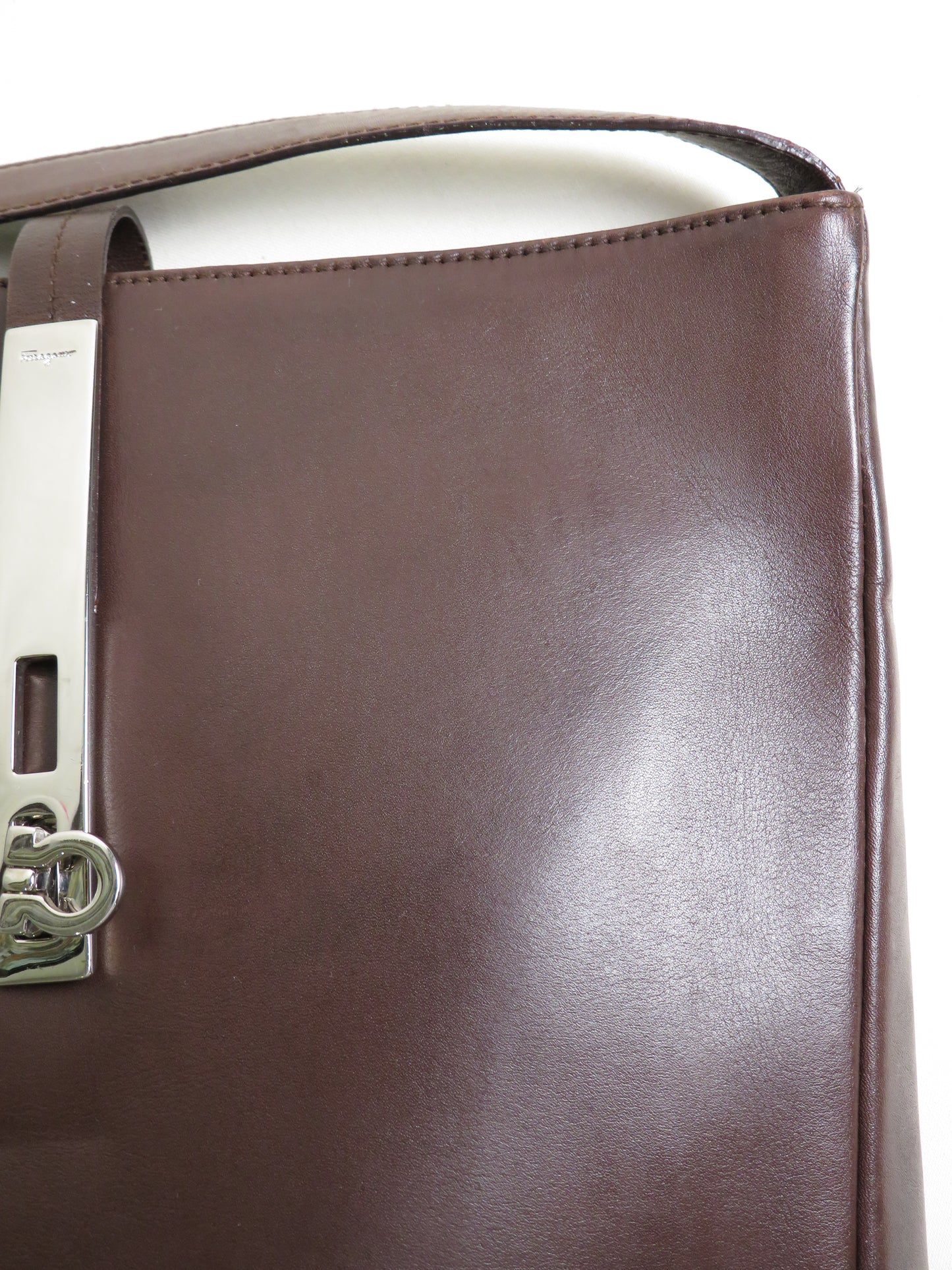 Salvatore Ferragamo Gancini Bag Brown Leather