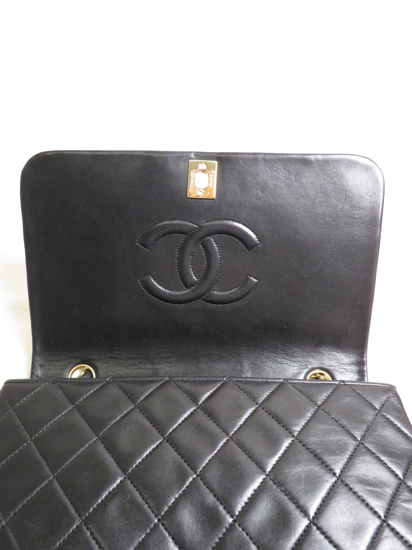 Chanel Lambskin Full Flap Turn Lock Black Bag