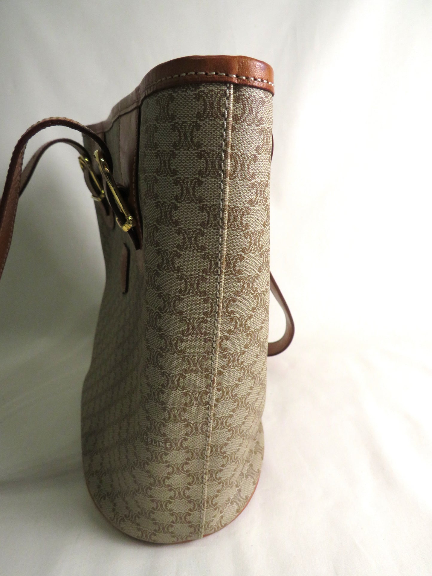 Vintage Celine Macadam Tote Bag Beige