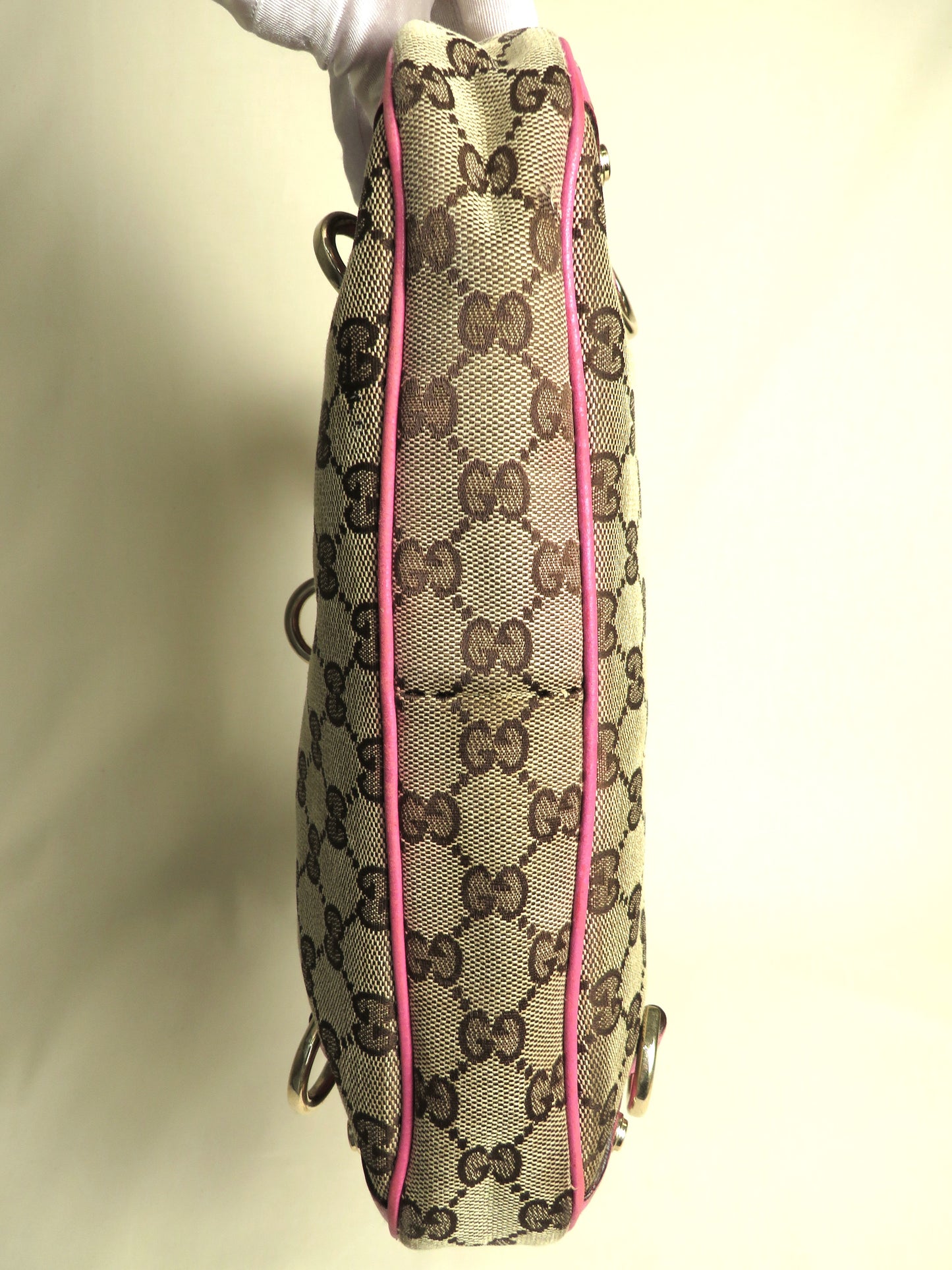 Gucci GG Canvas Abbey Hobo Pink Bag