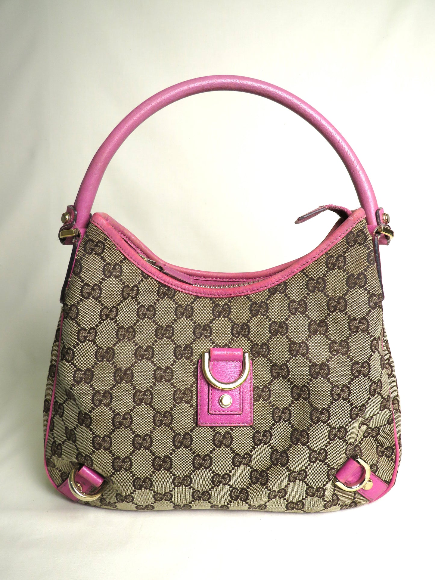 Gucci GG Canvas Abbey Hobo Pink Bag